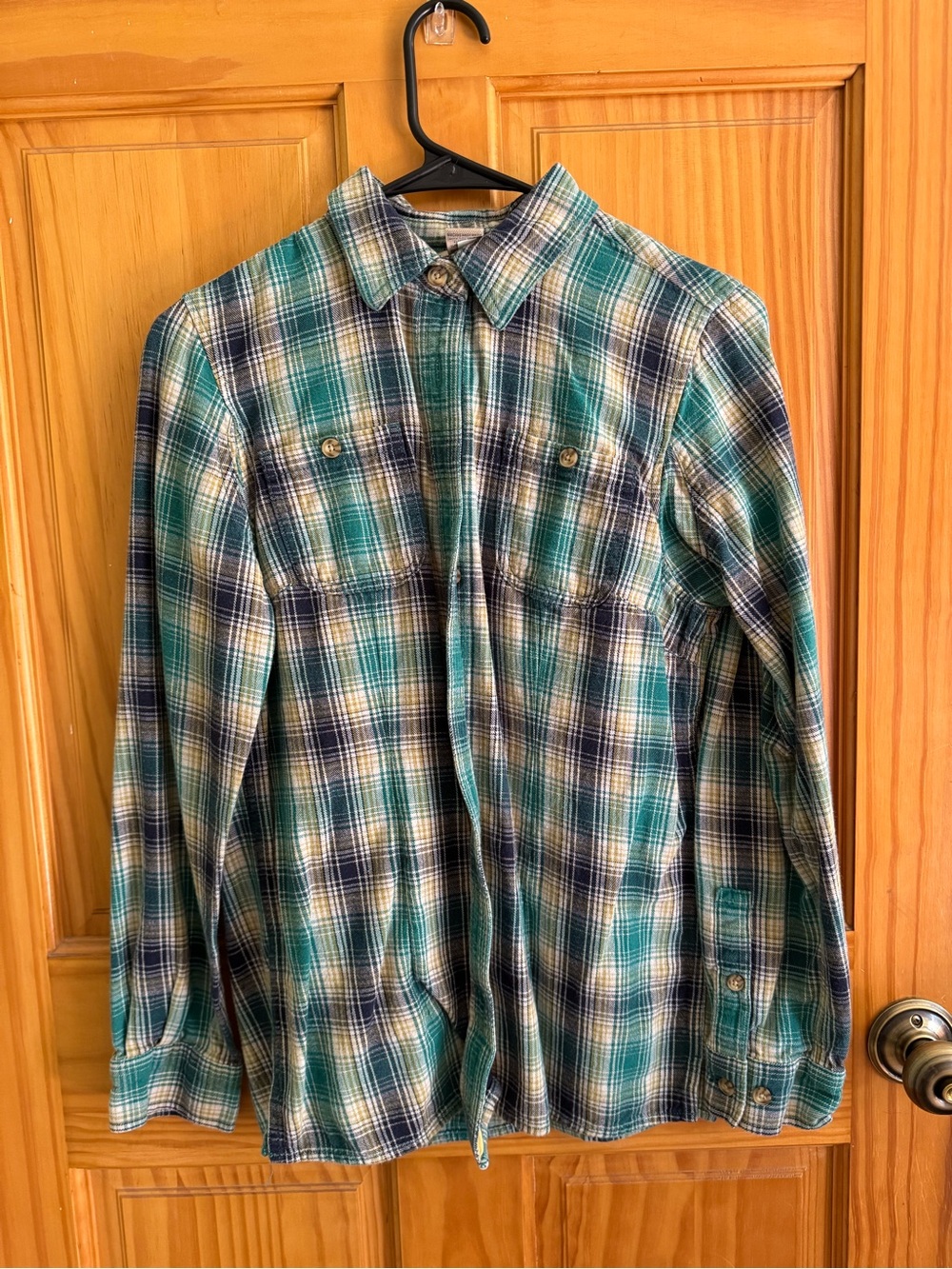 Duluth 100% Cotton Lime and Teal Button Down Flannel Size XS